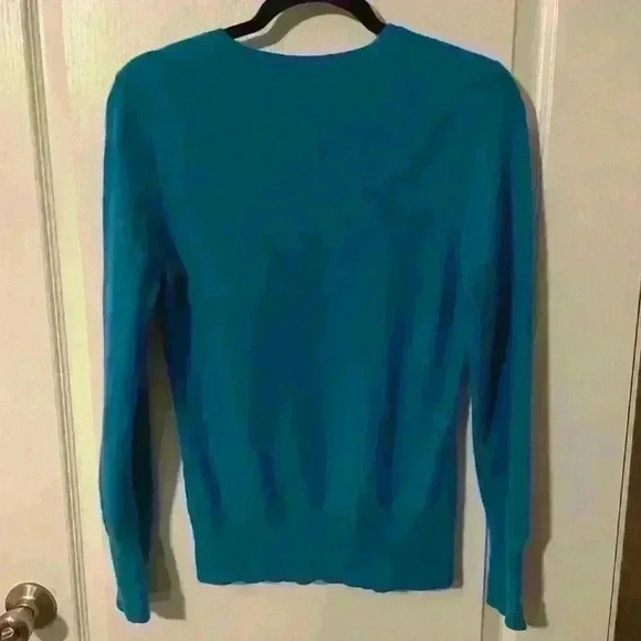 Apt.9 Woman’s Blue 100% cashmere v-neck‎ pullover sweater size L - Picture 2 of 8